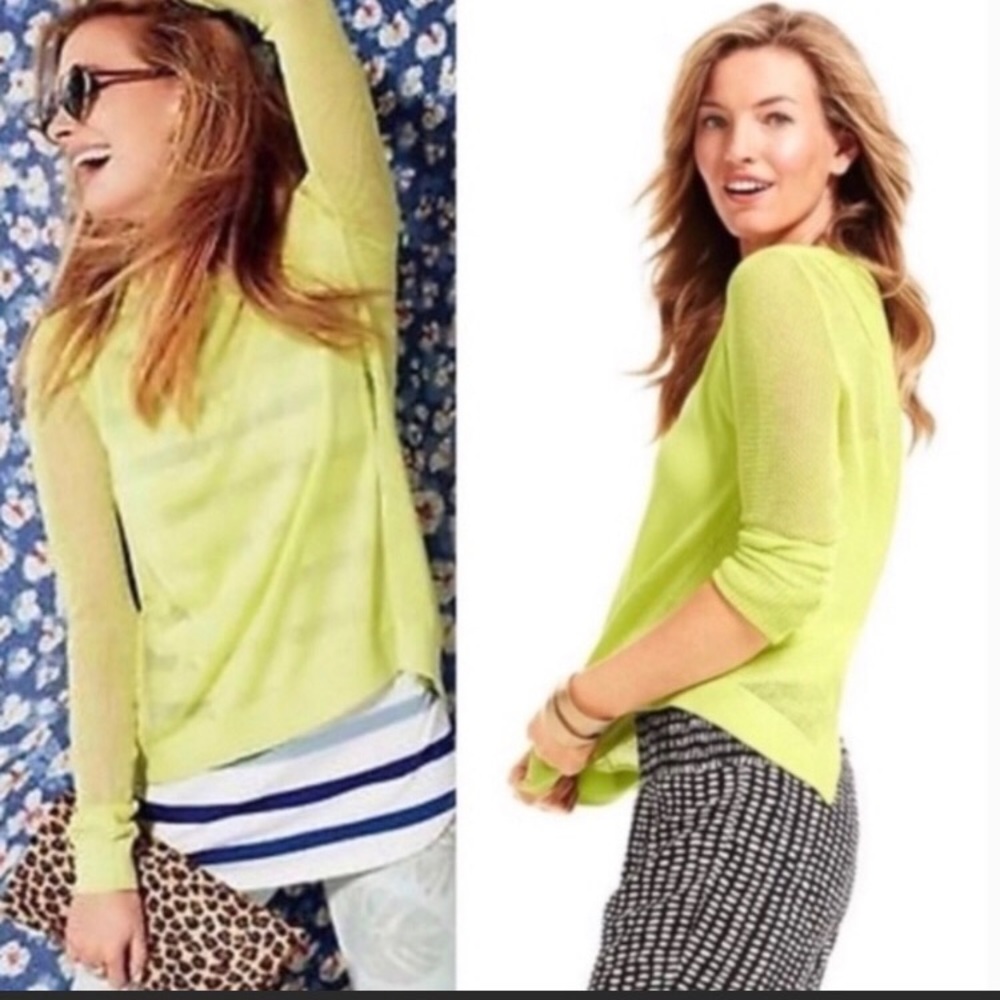 Cabi Lemon Lime Split Back Pullover - image 1